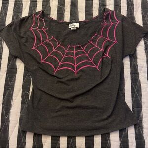 Vixen by Micheline Pitt Gray Spiderweb T-Shirt